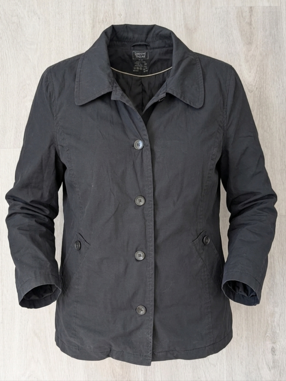 Denver Hayes Women's Black Casual Button Front Capsule Trench Spring Jacket XL
